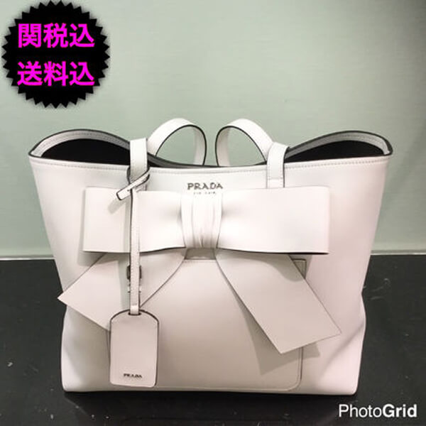2017新作SALE!PRADAプラダスーパーコピー りぼん付 レザートートバッグ 1BG046