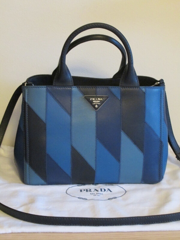 PRADAプラダスーパーコピーパッチワーク♪ソフトカーフトートS2WAY♪ブルー BN2439