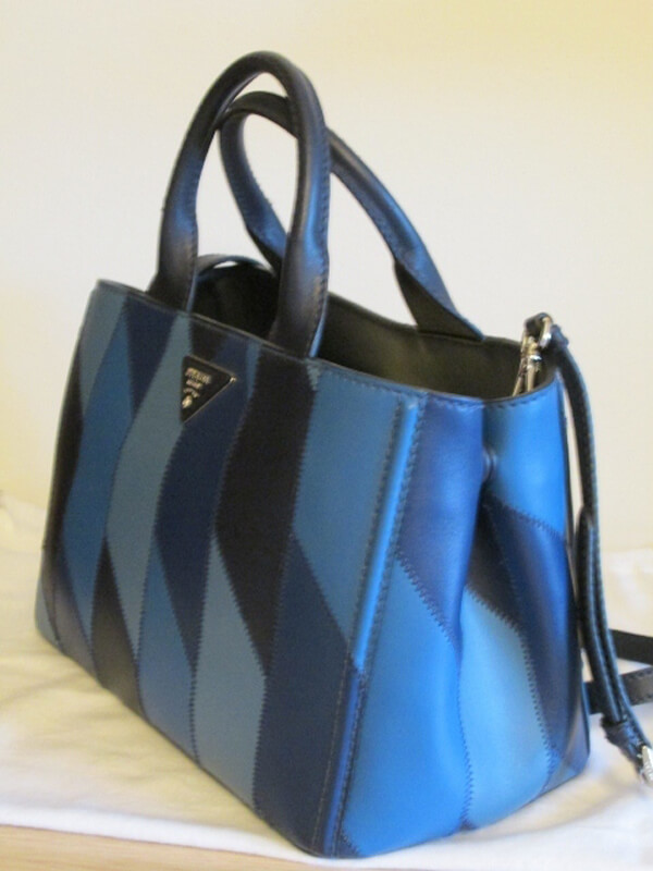 PRADAプラダスーパーコピーパッチワーク♪ソフトカーフトートS2WAY♪ブルー BN2439