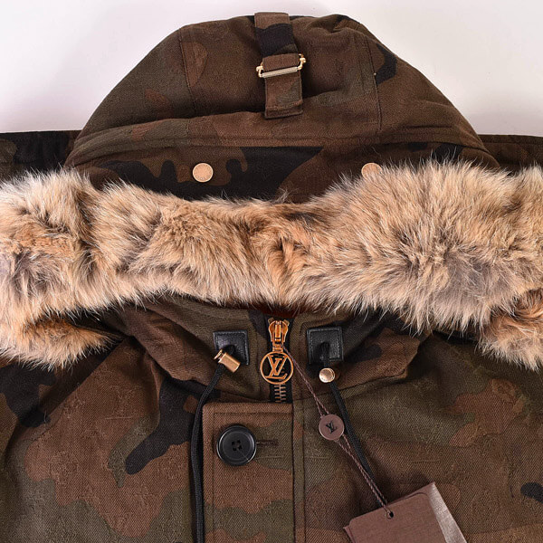 17AW × シュプリーム Jacquard Denim N-3B Parka ダウンジャケット カモフラ ファーコート ルイヴィトン×シュプリーム