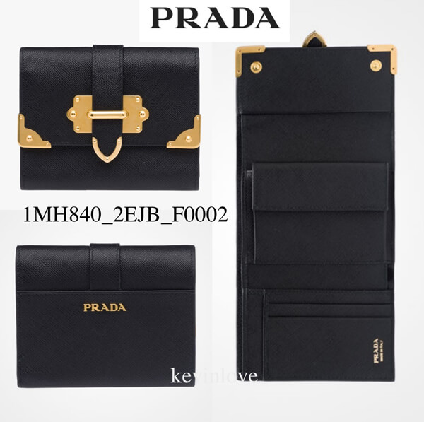 2017新作!PRADA プラダスーパーコピー Gold金具がポイント 二つ折りウォレット1MH840_2EJB_F0002