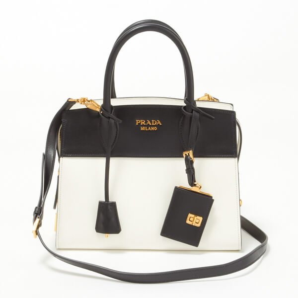 PRADAプラダスーパーコピー SAFFIANO 2WAYバッグ BIANCO+NERO 1BA045