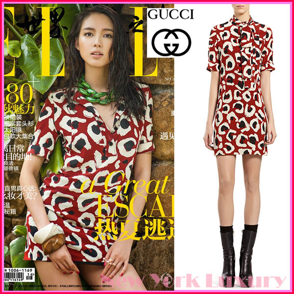 2017新作大人気グッチ★グッチスーパーコピー ★素敵!グッチ LEOPARD PRINT SILK DRESS