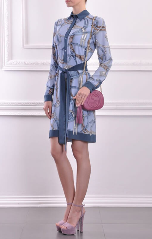 2017新作大人気グッチスーパーコピー グッチ★素敵!EQUESTRIAN SADDLERY PRINT SHIRT STYLE WITH BELT
