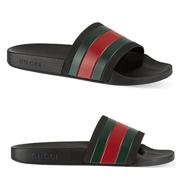 17SS【グッチ】グッチスーパーコピー ストライプ スライドサンダル/Black