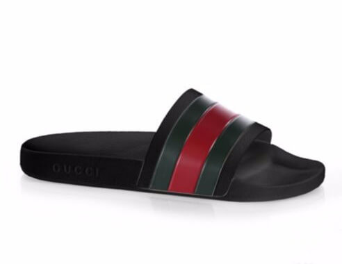 17SS【グッチ】グッチスーパーコピー ストライプ スライドサンダル/Black