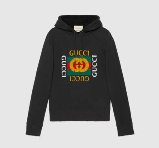 新作 グッチ スーパーコピー パーカー コットン スエットシャツ フーディー グッチ ロゴ Black