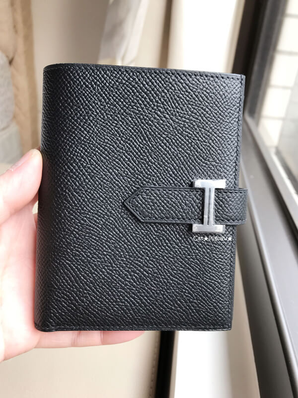 春夏新作 エルメス スーパーコピー ベアンコンパクト財布ブラックXシルバー金具