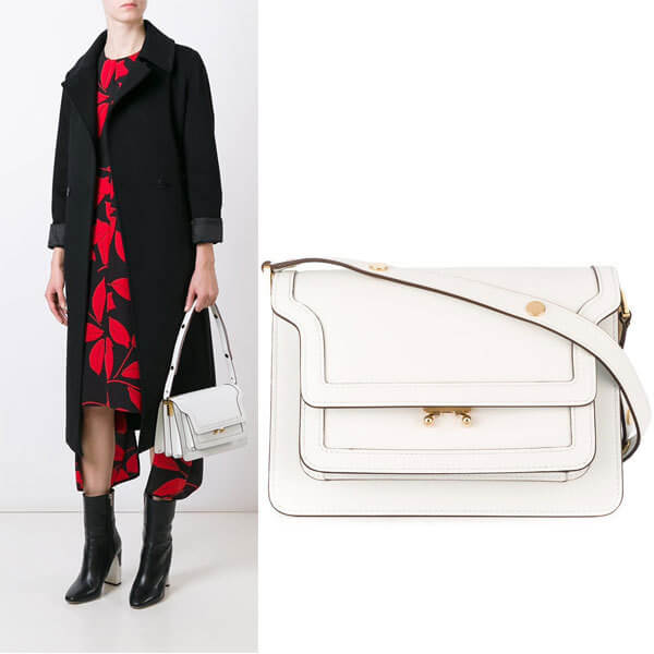 2018SS 滝沢さん愛用【Marni】マルニ バッグコピー★TRUNK bag in Saffiano★バッグ SBMPN09U02LV52000W04 Limestone