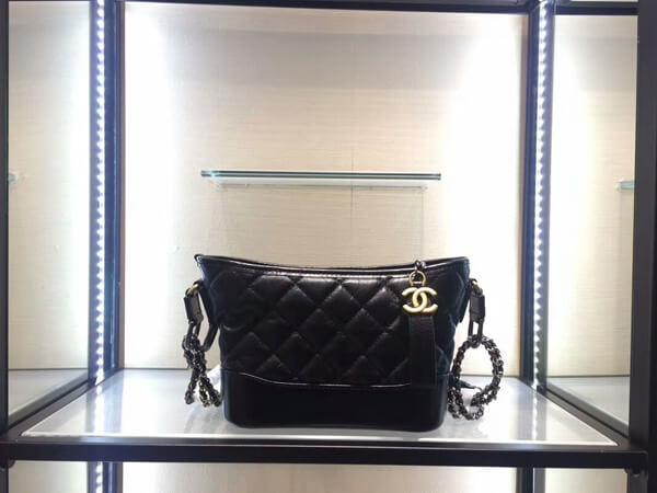 18SS★シャネルスーパーコピー★ガブリエル ゴート&MIX金具 ホーボーバッグ/黒 A93824 Y33241