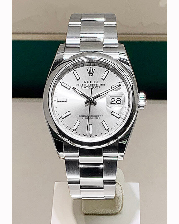 ロレックス デイトジャスト 偽物 36mm シルバー オイスターブレス ドームベゼル 126200