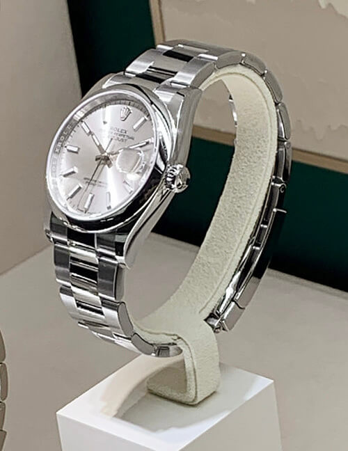 ロレックス デイトジャスト 偽物 36mm シルバー オイスターブレス ドームベゼル 126200