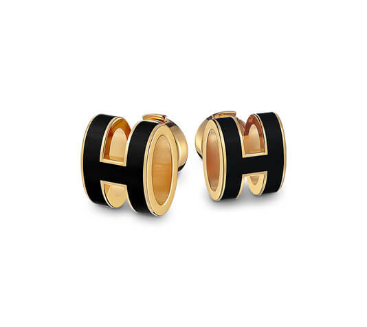 パリ発!ギフトに最適☆エルメス ポップH ピアス コピー ブラック 雑誌付録