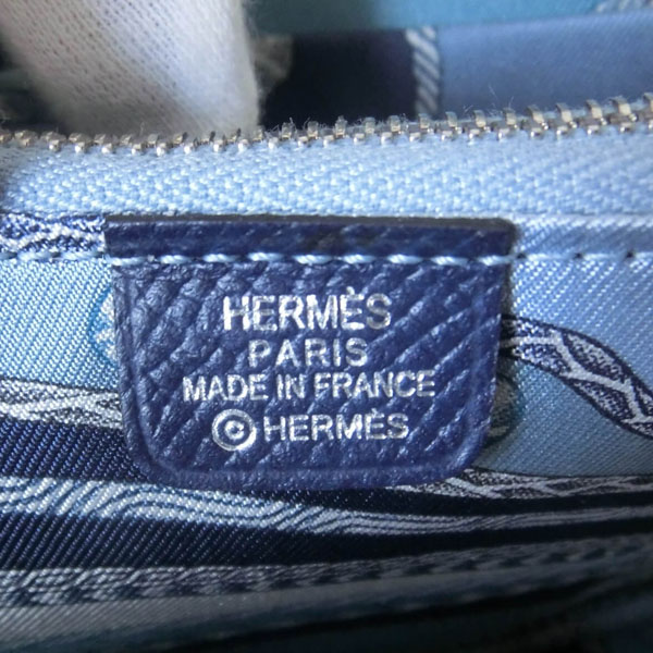 完売人気★エルメス 男女兼用カラー ブルーサッフィールで シルクインウォレット