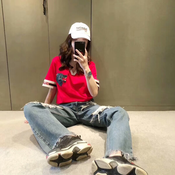 新色☆希少!グッチスーパーコピー グッチ Red Tシャツ