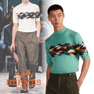 エルメス*20SS "Ete Indien" ハイネックTシャツ カシミヤ シルク
