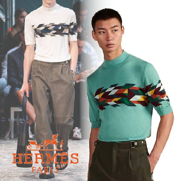 エルメス*20SS "Ete Indien" ハイネックTシャツ カシミヤ シルク