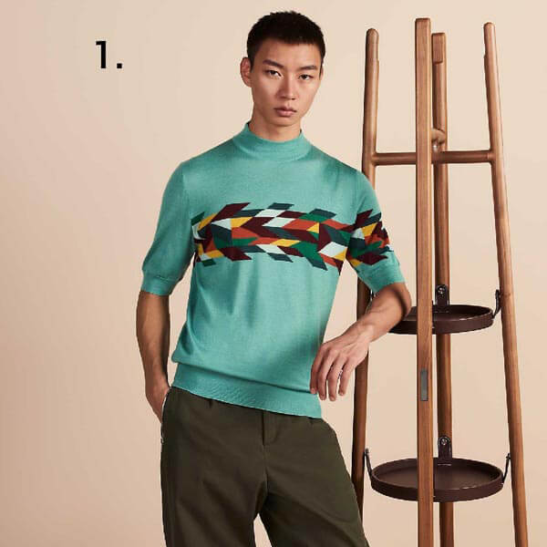 エルメス*20SS "Ete Indien" ハイネックTシャツ カシミヤ シルク