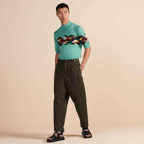 エルメス*20SS "Ete Indien" ハイネックTシャツ カシミヤ シルク