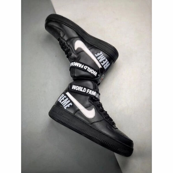 シュプリーム x ナイキ スニーカー スーパーコピー  Air Force 1 High "World Famous Black" 698696-010