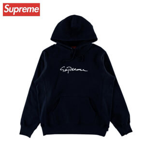 入手困難!シュプリーム パーカー 偽物 シュプリーム Classic Script Hooded Sweatshirt Navy
