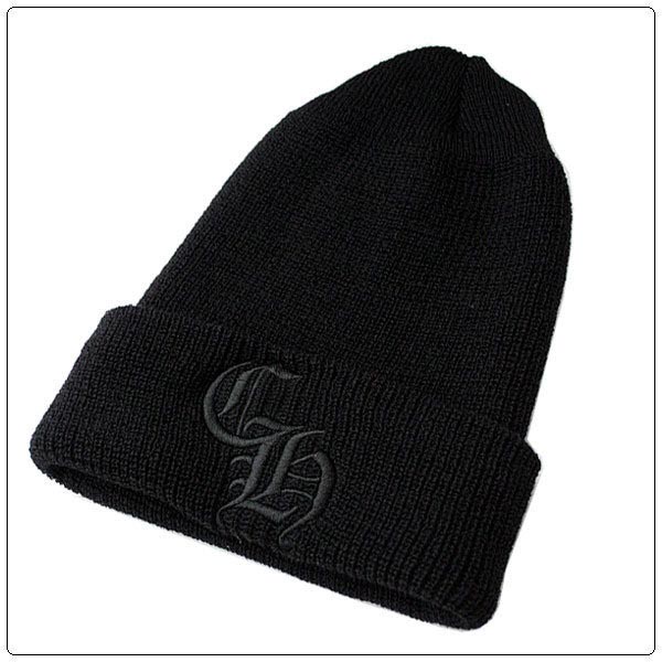 CHROME HEARTS クロムハーツ 偽物 ニット 白ニット帽 CHロゴ