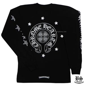 2020年春夏新作 クロムハーツ ロングTシャツ 偽物 ホースシュー&スター ブラック