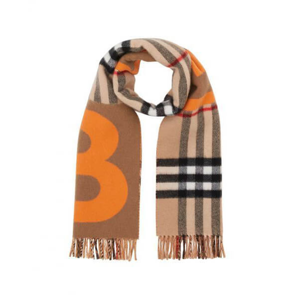SS20◆BURBERRY◆チェック&Bモチーフ カシミアスカーフ