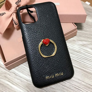 ミュウミュウ iphoneケース コピー iphone 11proMAX ケース リング付きで ハート ビジューがついたキュートなデザイン5ZH113