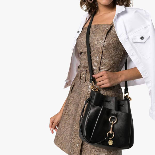 SEE BY CHLOE★Tony Mediumレザーバケットバッグ偽物★CHS19USA06565