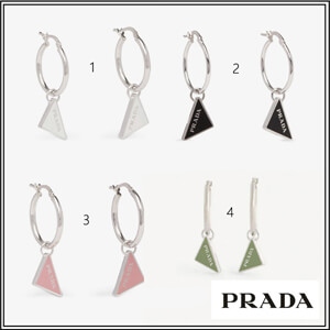 海外限定【PRADA】プラダ ロゴトライアングル フープピアス コピー4色