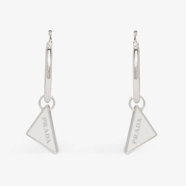 海外限定【PRADA】プラダ ロゴトライアングル フープピアス コピー4色