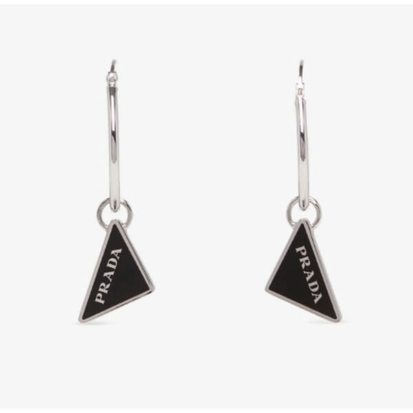 海外限定【PRADA】プラダ ロゴトライアングル フープピアス コピー4色