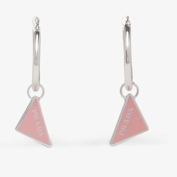 海外限定【PRADA】プラダ ロゴトライアングル フープピアス コピー4色