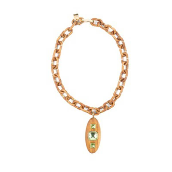 新作【PRADA】シルバーとウッドのネックレス 全2色