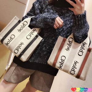 2024人気最新作!クロエ woody 偽物◇chloe トートバッグ 偽物◇キャンバス&レザーCHC21US383E6691J