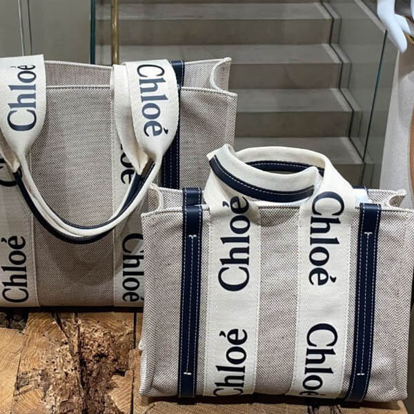2024人気最新作！クロエ woody 偽物◇chloe トートバッグ 偽物◇キャンバス＆レザーCHC21US383E6691J