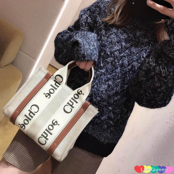 2024人気最新作！クロエ woody 偽物◇chloe トートバッグ 偽物◇キャンバス＆レザーCHC21US383E6691J
