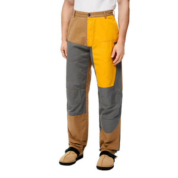 【ロエベ】パッチワーク トラウザーズ(コットン) Yellow/Camel H664331X26