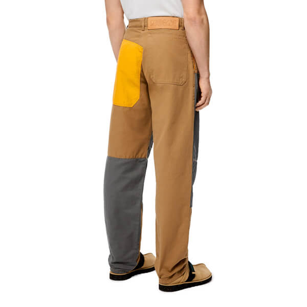 【ロエベ】パッチワーク トラウザーズ(コットン) Yellow/Camel H664331X26