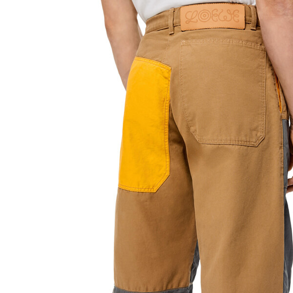 【ロエベ】パッチワーク トラウザーズ(コットン) Yellow/Camel H664331X26