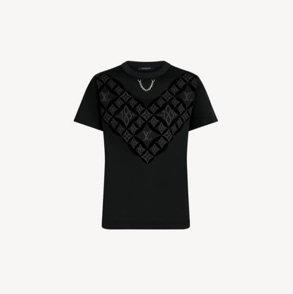 完売必至☆ルイヴィトン SINCE1854 Vディテール Tシャツ コピーBlack 1A8M5W