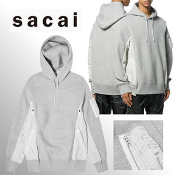 【Sacai】人気!オーバーサイズ グレー パーカー 偽物 SCM033381