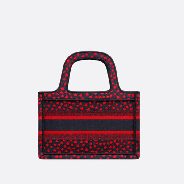 新作ディオール 偽物ハート柄 紺 赤 BOOK TOTE ミニバッグ 偽物