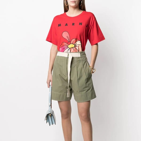 マルニ コットンジャージーTシャツ マルニ＆フラワープリント偽物