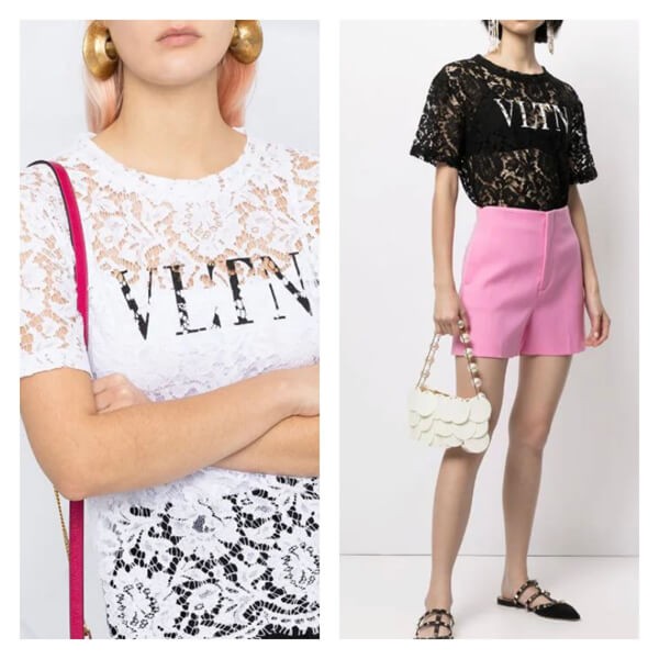 ヴァレンティノ *ヴァレンティノ* VLTN ロゴ レースTシャツ VB3MG10K6490NI/VB3MG10K649A01