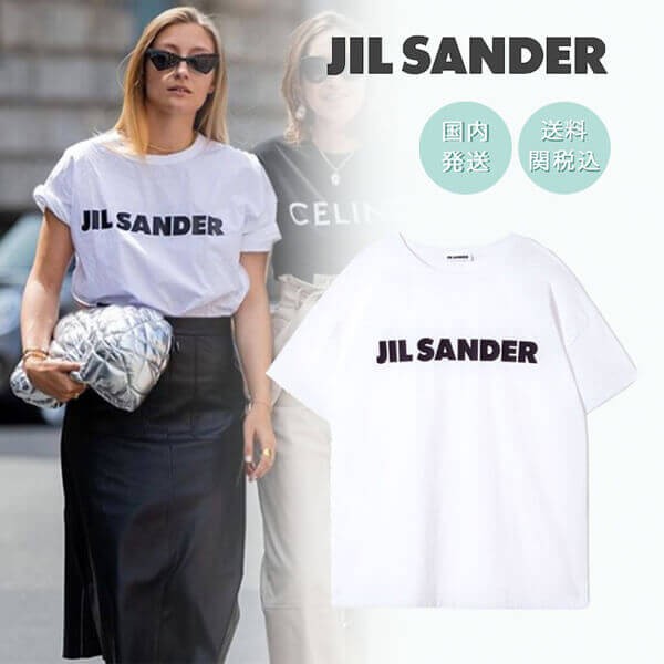 ジルサンダー tシャツ 偽物 セレブ愛用 ジルサンダー コットンロゴTシャツ