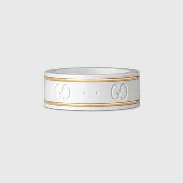 グッチ 偽物 18K ゴールド ライン GGパターン アイコン リング 2色 gucci7305