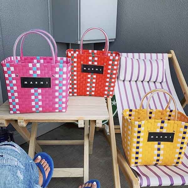 マルニ フラワーカフェ ピクニック偽物 バッグカゴ マルニ入手困難!