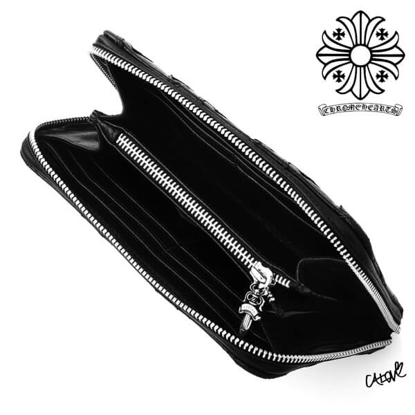 クロムハーツ【セメタリーキルテッド&クロスコピー】◆BLKレザー長財布